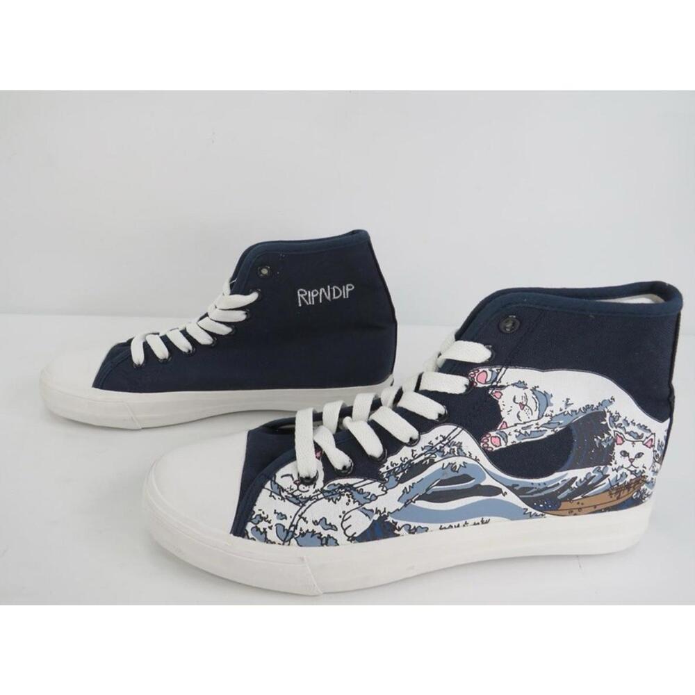 Brand New RipNDip Blue Cat Waves High Top Shoes Men's 9